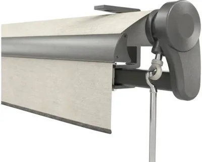 Produktbild von Soluna Gelenkarmmarkise Trend 4,5x3 Stoff Dessin U190 Gestell DB703 dunkelgrau Antrieb Rechts inkl. Motor, Wandschalter