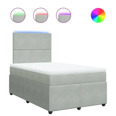 Produktbild von Boxspringbett mit Matratze Hellgrau 120x200 cm Samt