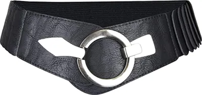 Produktbild von Breiter elastischer Gürtel für Damen, vielseitig, einfarbig, dehnbar, Kleidergürtel, Kunstleder, Legierungsschnalle, Bund