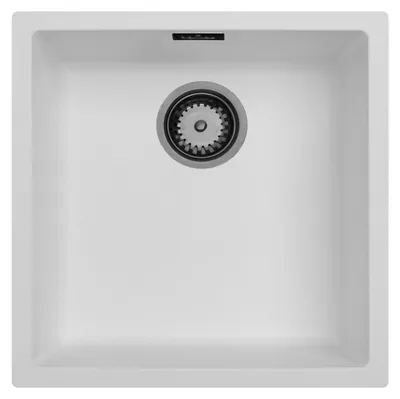 Productafbeelding van Keukenwastafel 40x40 cm, wit, inbouw en opbouwmodel, Pure.Sink