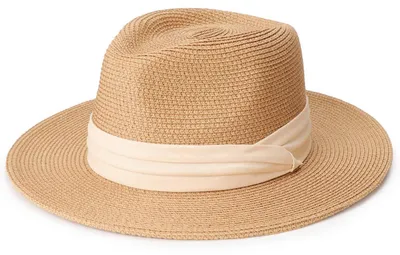 Produktbild von Damen Panama Hut Breiter Krempe Stroh Sommer Fedora Rollbar UPF 50+ Khaki