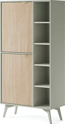 Image de Étagère avec portes de placard - Eucalyptus stylé & marron - Montage facile (L : 80cm x H : 160cm x P:38cm)
