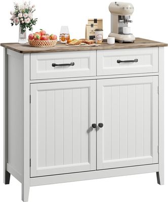 Bealife AP30 Küchenschrank, Kommode mit 2 Schubladen und 2 Türen, Sideboard Küchenbuffet mit Arbeitsplatten für Küche, Wohnzimmer, Flur und Esszimmer