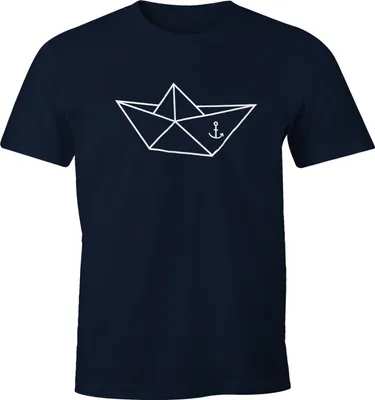 Produktbild von Herren T-Shirt - Schiffchen Origami Anker Seemann Schiff - Comfort Fit MoonWorks®  XL