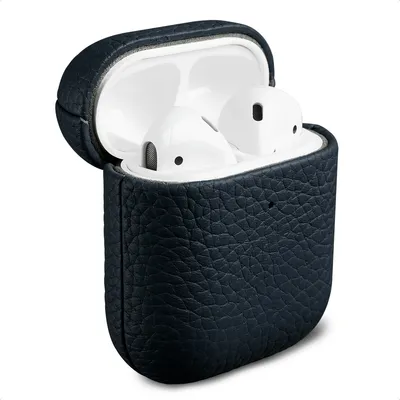 Produktbild von Accezz Echtes Leder Case AirPods 1 / 2 - Dunkelblau