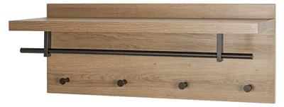 Image de Porte-manteau mural en MDF avec porte-chapeaux, de couleur noire