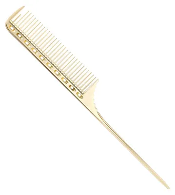 Produktbild von Professioneller Rattenschwanzkamm, Salon-Friseurkamm, Stylingkamm, Barbierkamm aus Aluminium, Gold
