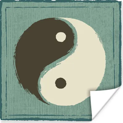Produktbild von MuchoWow® Poster Eine Illustration von Yin und Yang vor einem blauen Hintergrund 75x75 cm - Wand Dekoration