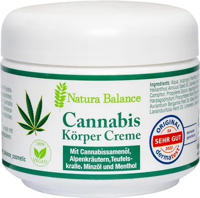Produktbild von 3 Dosen a 125ml Cannabis Hanf Creme Teufelskralle Alpenkräuter Menthol Minze Massage vegan