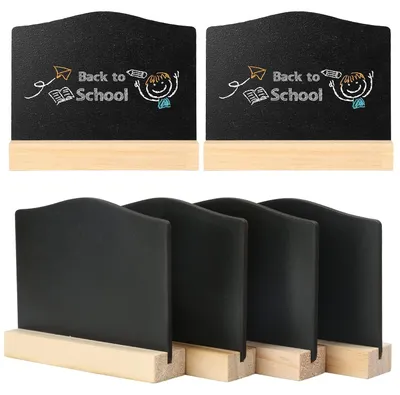 Produktbild von TRANKIELO® – Mini-Schreibtafel mit Ständer – Doppelseitig, aus Holz, wiederverwendbar, 7,2 x 7,2 cm, ideal für Partys