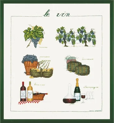 Produktbild von Auslaufmodell Le Bonheur des Dames Kreuzstich Set "Wein", Zählmuster, 40x46cm