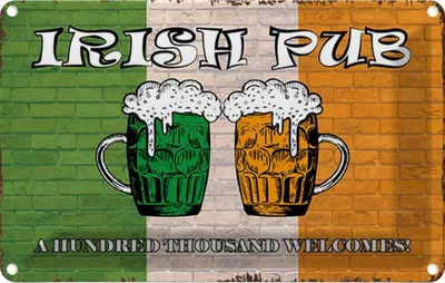 Produktbild von vianmo Blechschild 20x30 cm irish pub a hundred thousand Geburtstag Feiern Party