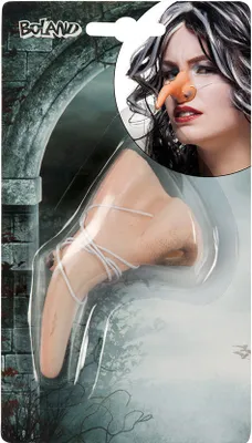 Produktbild von Boland lange Hexennase aus Latex, naturell, mit Gummiband und Warze auf dem Nasenrücken