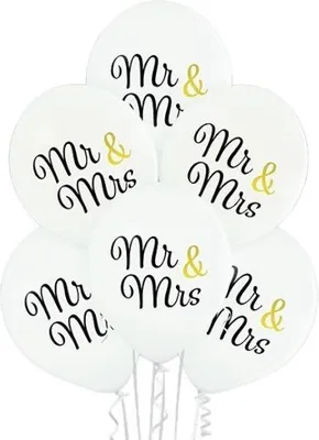 Produktbild von Luftballons Mr & Mrs Latex weiß 10 Stück