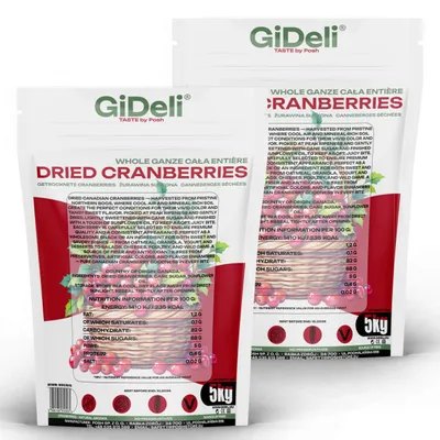 Produktbild von Cranberries Getrocknet 10kg Saftig Ganze Beeren Vegan Snack Müsli Backen GiDeli