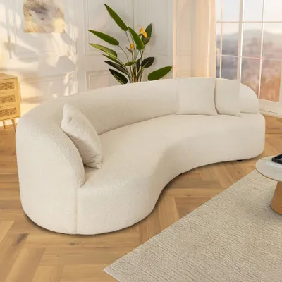 Produktbild von riess-ambiente Modernes Sofa ATELIER 230cm beige Bouclé 3-Sitzer Couch inkl. Kissen abgerundet Schaumstoff