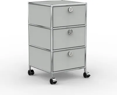 Produktbild von VERSEE Büro-Rollcontainer, Metall, 40 cm, 3 Schubladen, Lichtgrau