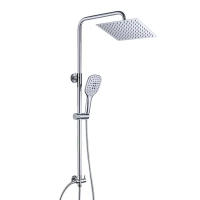 Produktbild von JOHO Edelstahl Duschset ohne Armatur Chrom Duschsystem Regendusche set, Überkopfbrause set, Duschgarnitur, eckige Kopfbrause 20x20cm