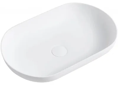 Zdjęcie produktu dla CERANO – Umywalka z odlewanego marmuru Lyra – do montażu na blacie – biała matowa – 54 x 34 cm