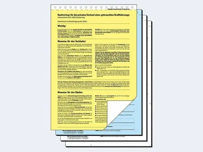 Produktbild von SIGEL KV440 Kaufvertrag für es Kfz, offizieller ADAC-Vordruck, A4, selbstdurchschreibend, 4 Blatt