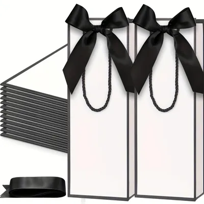 Productafbeelding van Witte Cadeauzakjes voor Flessen, Verpakking van 10 Stuks