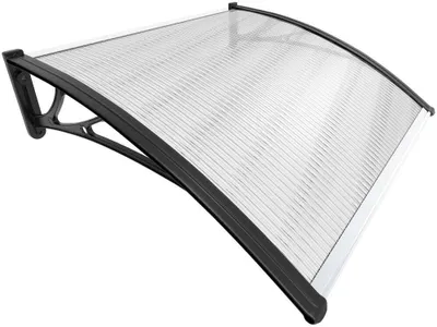 Produktbild von VOUNOT® Vordach für Haustür, 100 x 80 cm Transparentes Pultbogenvordach Schwarz
