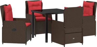 Obrázek produktu pro vidaXL Zahradní jídelní set, 5 kusů, hnědá barva, polyratan
