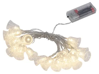 LED-Lichtsnoer Klokken, 20 warmweiße LEDs, 2,1 m, Timer