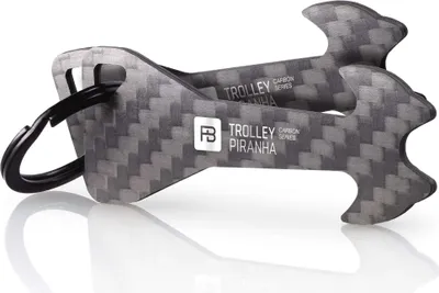 Produktbild von FABACH 2 x Trolley Piranha Einkaufswagenlöser aus bruchfestem Carbon - Einkaufswagenchip Schlüsselanhänger - Einkaufschip für Einkaufswagen - Chip abziehbar, Kein Steckenbleiben im Pfandschloss