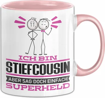 Produktbild von Stiefcousin Geschenk Tasse Ich Bin Stiefcousin Aber Sag Doch Einfach Superheld Lustige Geschenkdiee für Stiefcousin Kaffee-Becher (Rosa)