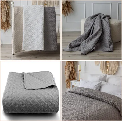 Produktbild von Tagesdecke 240x260cm Grau Sofaüberwurf Bettüberwurf Couch Überwurf Steppdecke Tagesdecken Bett Sofa Überwurf Quilt Throw Blanket Decke