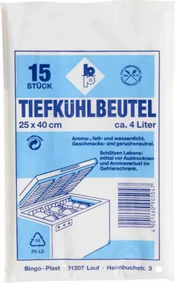 Produktbild von Tiefkühlbeutel 4,0 l, 25 x 40 cm, 15 Stück