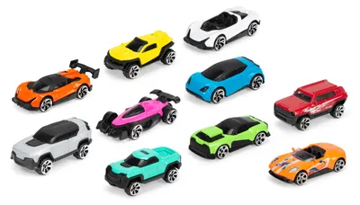 Produktbild von Dickie Toys - Großes Spielzeugauto-Set mit 10 Autos (je 7 cm) - 10 kleine Modellautos aus Metall mit Freilauf, Auto-Spielzeug für Kinder ab 3 Jahre