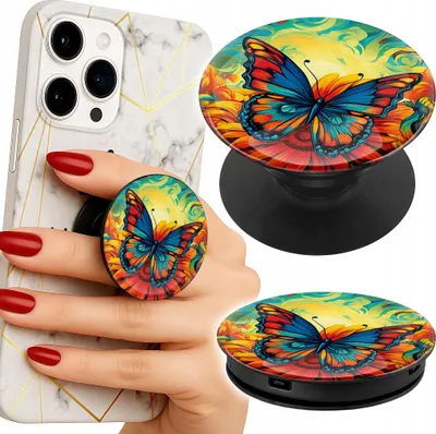Produktbild von Handyhalterung Popsocket für Finger / Ständer - Motive: Schmetterlinge, Blumen, Rosen