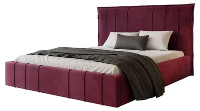 Produktbild von Polsterbett TERENZO 160x200 Bordeaux Weinrot Samt mit Bettkasten & Lattenrost