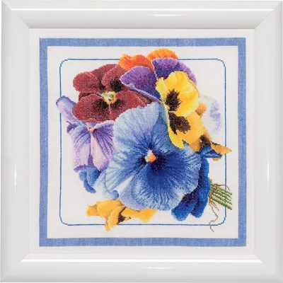 Produktbild von Thea Gouverneur Kreuzstich Stickpackung "Stiefmütterchen Aida", Zählmuster, 34x34cm