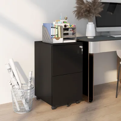 Obrázek produktu pro Ladebox na kolečkách - Kancelářská kontejnerová skříň - Archivní skříň - Úložná skříň - S kolečky - S nastavitelnými přihrádkami na dokumenty