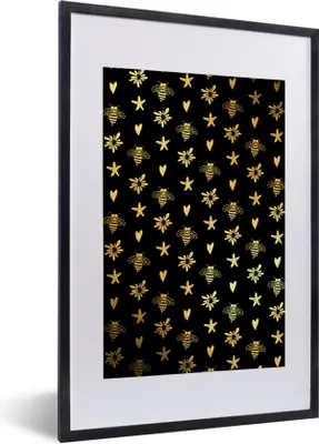 Produktbild von MuchoWow® MuchoWow® Gerahmtes Poster Gold - Muster - Form 40x60 cm - Poster mit zchwarzem Bilderrahmen - Poster in Rahmen