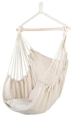 Immagine prodotto di Sedia a dondolo da esterno, in cotone, con 2 cuscini, color beige, dimensioni 80 x 126 cm, capacità di carico 100 kg