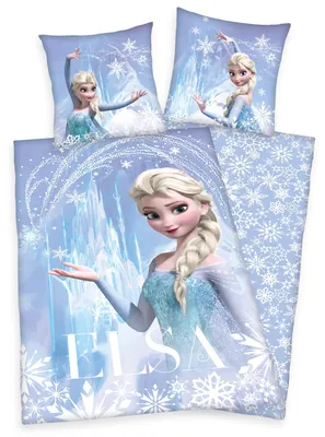 Produktbild von Disney Eiskönigin Elsa Biber Flanell Wende Bettwäsche Set 80x80 cm 135x200 cm