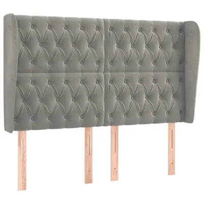 Produktbild von vidaXL Kopfteil mit Ohren Hellgrau 147x23x118/128 cm Samt