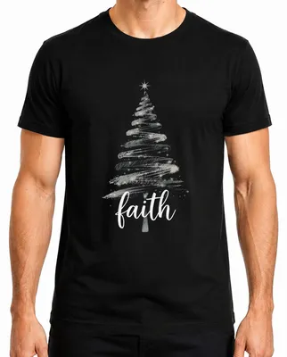 Produktbild von Faith Weihnachtsbaum Christlich Glitzer Silber Glaube Weihnachten Herren T-Shirt, Schwarz, XL