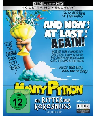 Produktbild von PLAION Monty Python - Die Ritter der Kokosnuss (Limitiertes Steelbook, 4K-UHD+Blu-ray), Film, Blu-ray, Deutsch, Englisch, Spanisch, Italienisch, 92 min, Monty Python and the Holy Grail, Komödie
