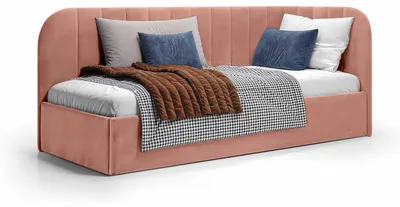 Zdjęcie produktu dla Łóżko tapicerowane z pojemnikiem na pościel, kolor: pudrowy róż, wymiary: 90 x 200 cm