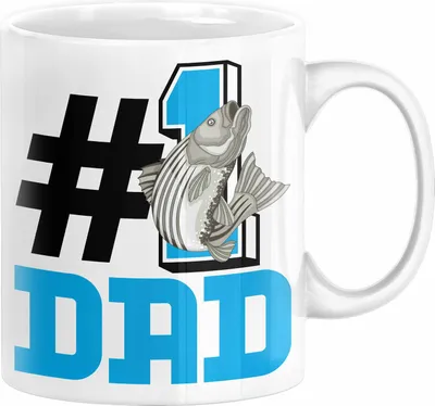 Produktbild von Fischer Nummer 1 Dad Vater Tasse Geschenk Angler Papa Geschenkidee Bester Papa Der Welt Vatertag Lustige Geschenkidee (Weiß)