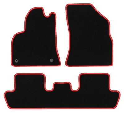 Image de Tapis de sol en moquette pour Peugeot 5008 I 2009-2017 (crossover) – jeu 4 pièces, noir/rouge, sur mesure – Wielganizator CARLUX