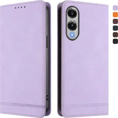 Produktbild von Hülle für Samsung Galaxy S25 Edge, Retro Kunstleder Ständer Klapphülle mit Kartenfächer und Magnetische Violett
