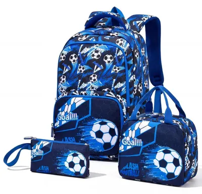 Immagine prodotto di Set di zaini per la scuola, 3 pezzi, per ragazzi, colore blu, impermeabile, adatto per le classi da 3ª a 9ª