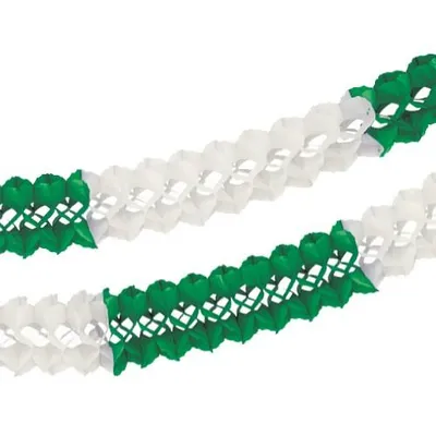 Produktbild von 20x Papiergirlande (Großraum) Ø 16 cm · 10 m grün/weiss schwer entflammbar