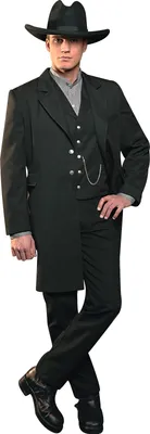Produktbild von Herren Western Weste Cowboy Biker Sakko Gehrock »WYATT« Schwarz
